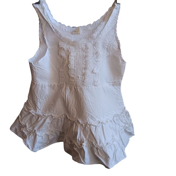 12m 1yr Vintage Dress White Lace-Trimmed Cotton Sleeveless Ruffle Hem 1950's mcm - Picture 1 of 6